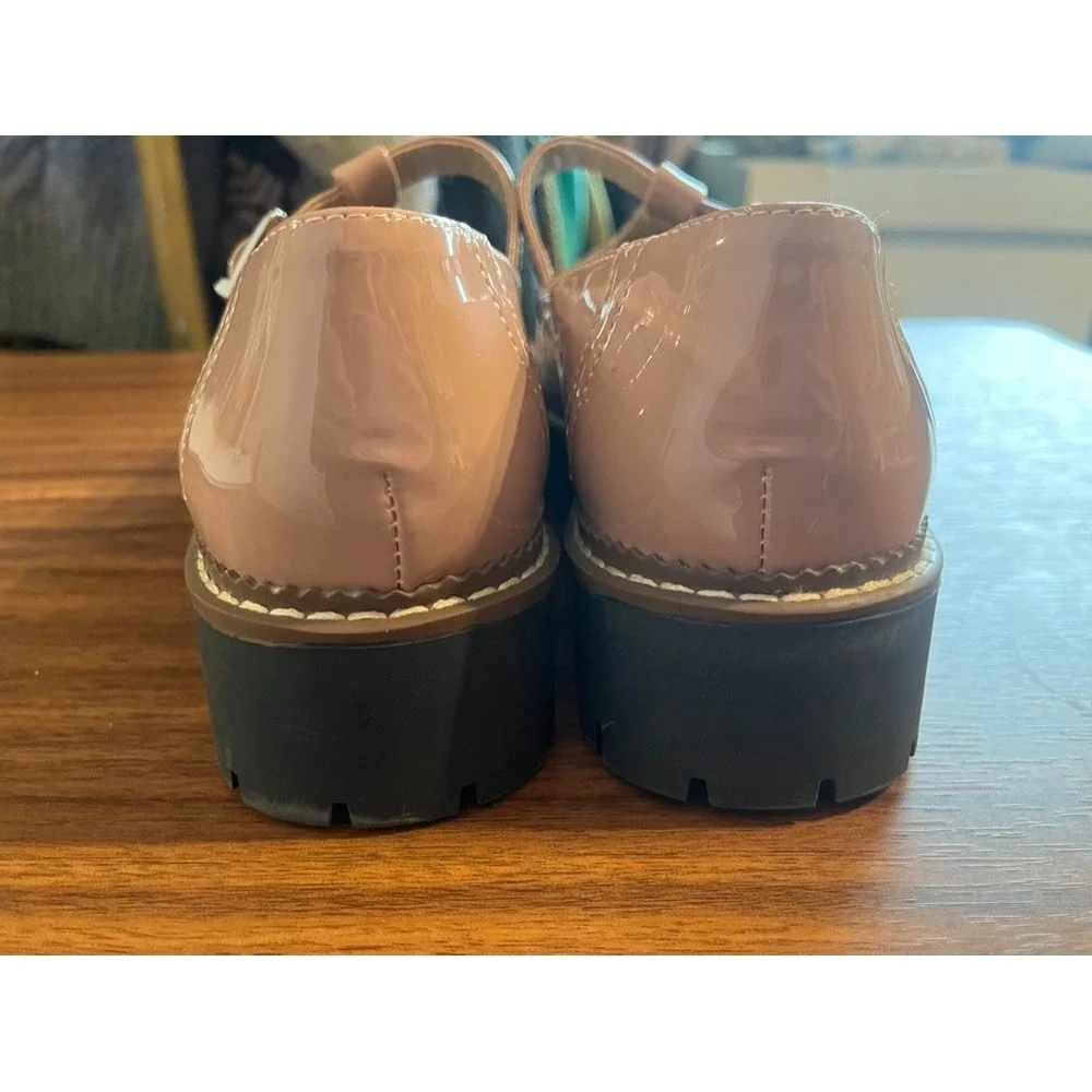 Patent Leather Mary Jane Platform Chunky Tatum Wing Tip Pink 8M Academia Grunge